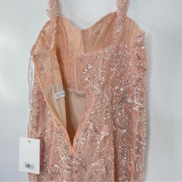 Mac Duggal 20559 Corset Bodice Floral Lace Embellished Gown, Pink, Plus Size 14 - Picture 7 of 15